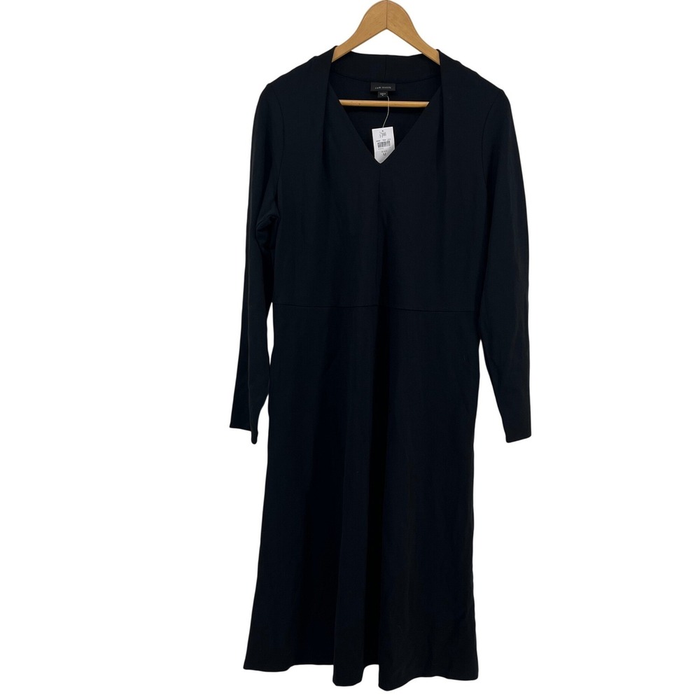 J.Jill NEW Wearever Dress Black V-Neck Empire Waist Knit Long Sleeve Size M